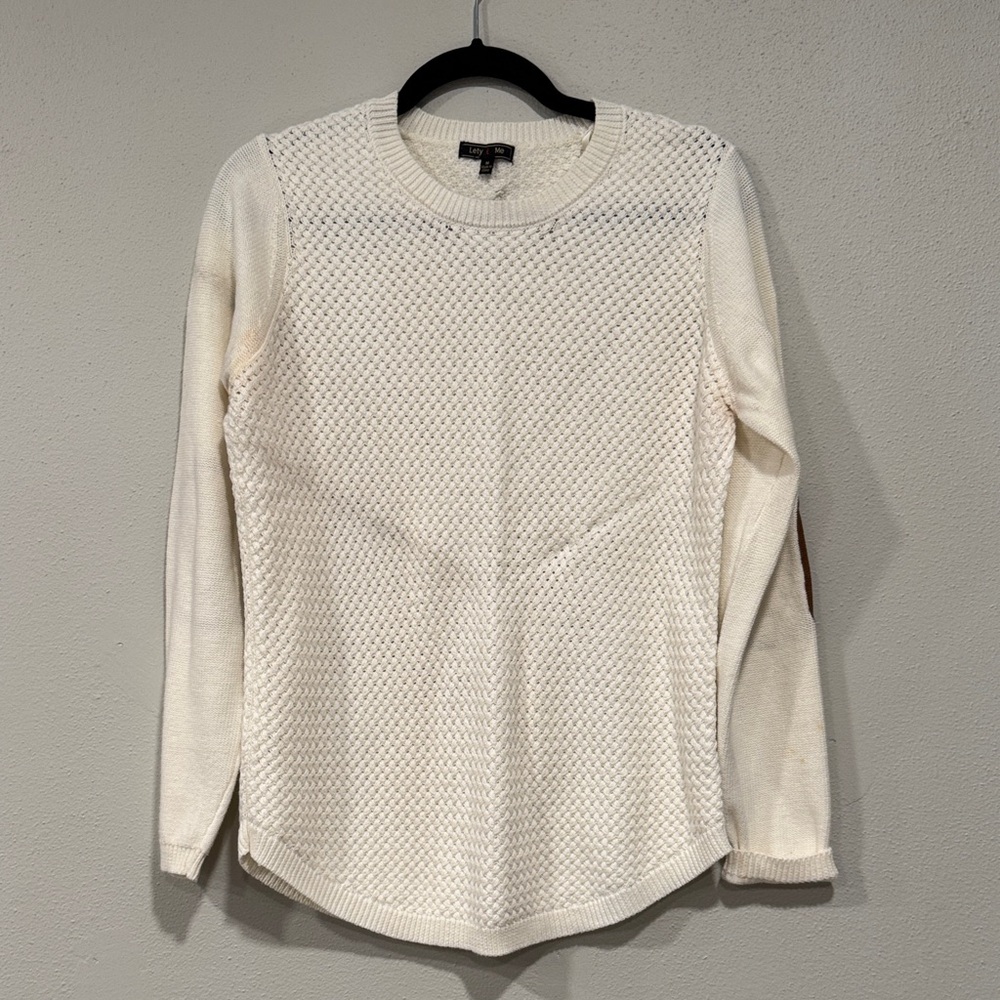 Textured Cream Crewneck Sweater - Classic Women's Pullover